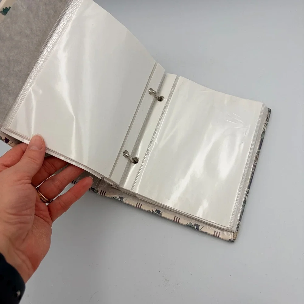 BURNES Photo Album Scrapbook Binder Floral Stripes Beige USA Made‎